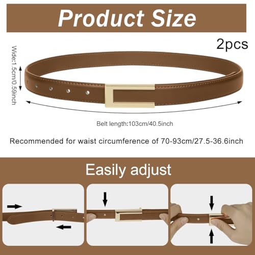 PALAY® 2Pcs Women Belts For Jeans Dresses Pants Ladies Leather Waist Belt with Gold Buckle X3 PALAY® 2Pcs Women Belts For Jeans Dresses Pants Ladies Leather Waist Belt with Gold Buckle X3